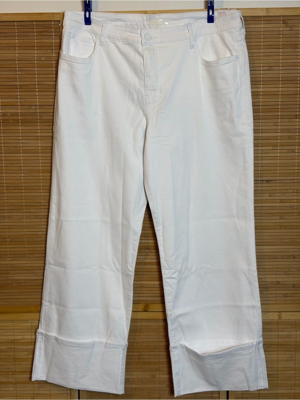 Kut Charlotte High Rise Wide Leg Jeans 18 (waist 38”) White Rolled Cuff Academia